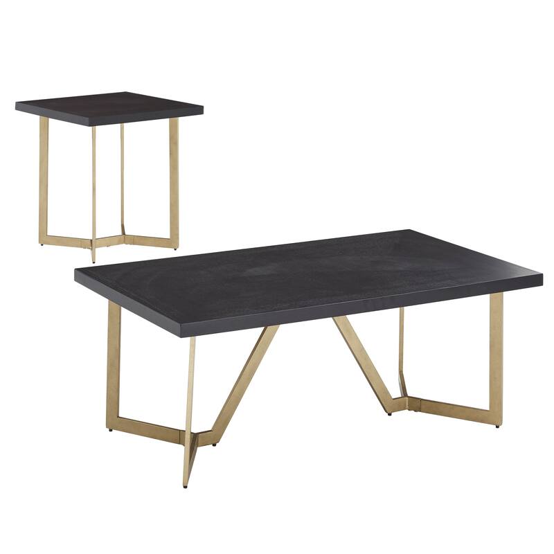 Cheyenne Black and Gold Metal Base Table Set by iNSPIRE Q Modern