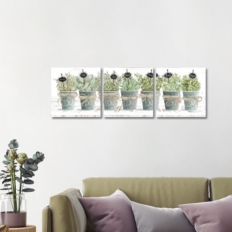 iCanvas "Herbs In A Row" by Cindy Jacobs 3-Piece Wall Art Set - 16x48x1.5