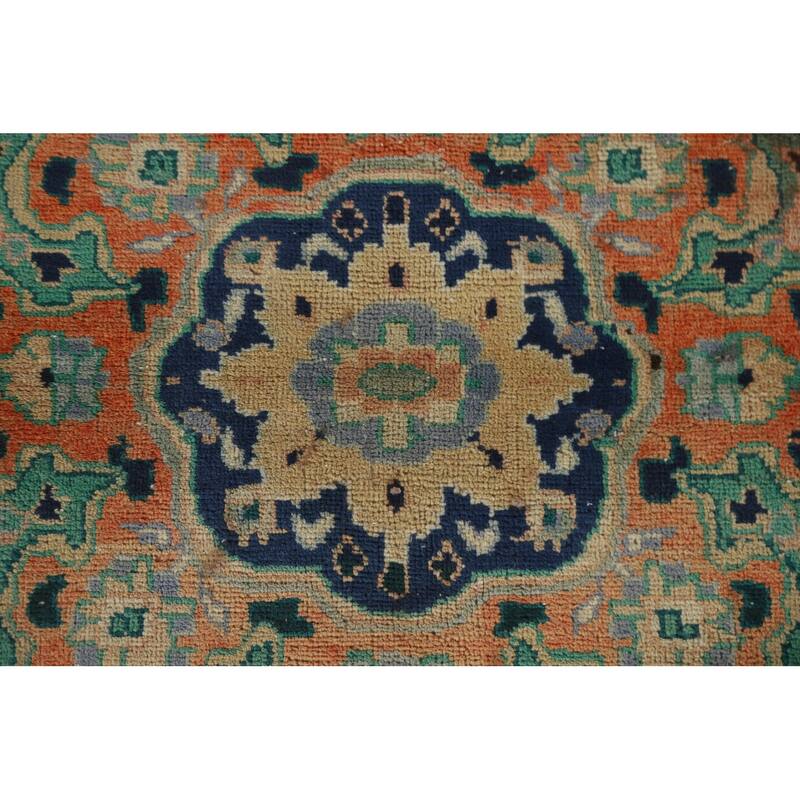 Hand Knotted Oriental 100% Wool Carpet Traditional Floral Coral Mashad Area Rug - 11' 3'' X 8' 11''