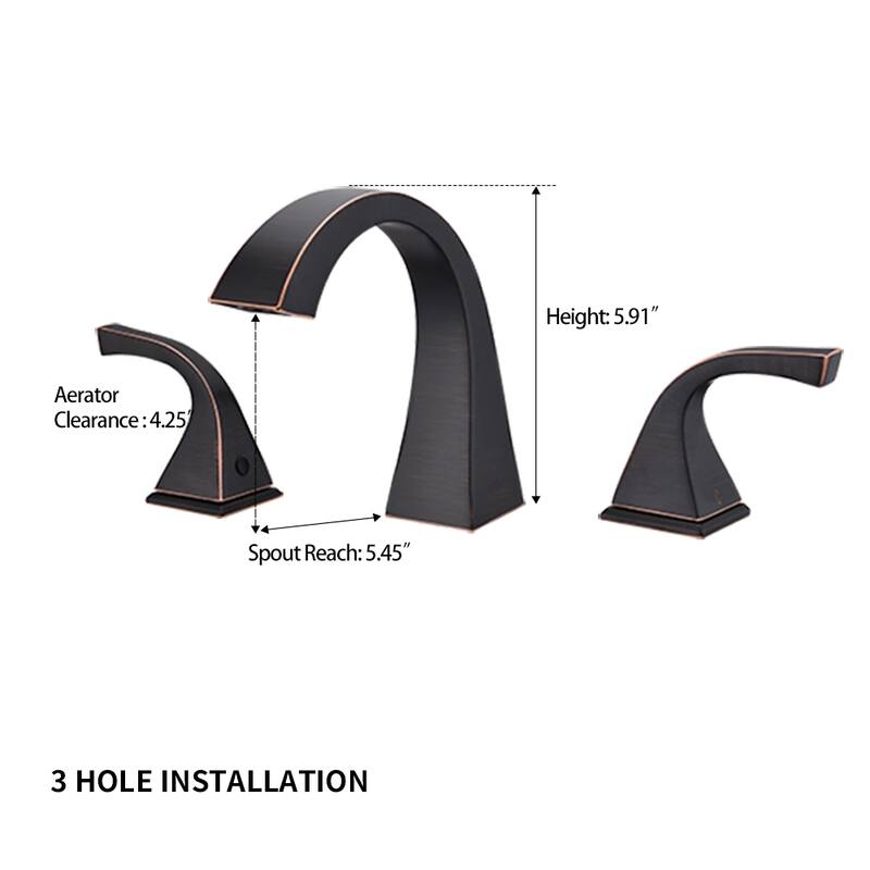 BATHLET Artistic Arc Widespread Bathroom Faucet With Drain