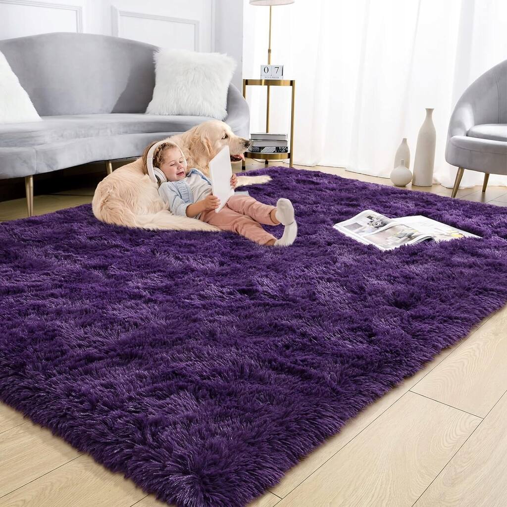 Large Shaggy Home Decor Carpets Fluffy Area Rugs for Living Room Bedroom - 6' x 9'
