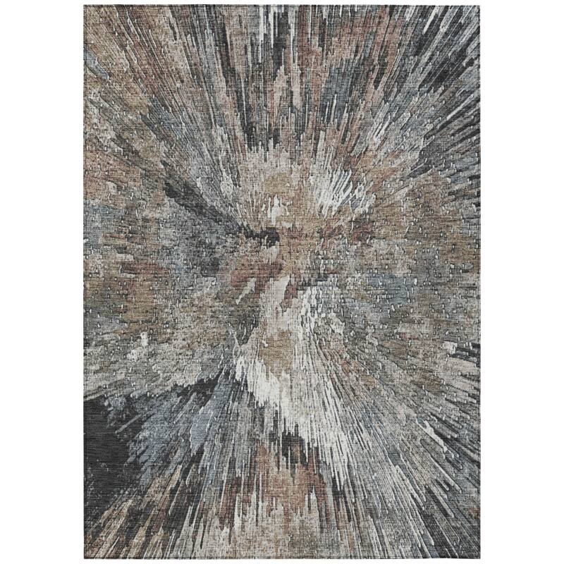 Machine Washable Indoor/ Outdoor Abstract Burst Chantille Rug