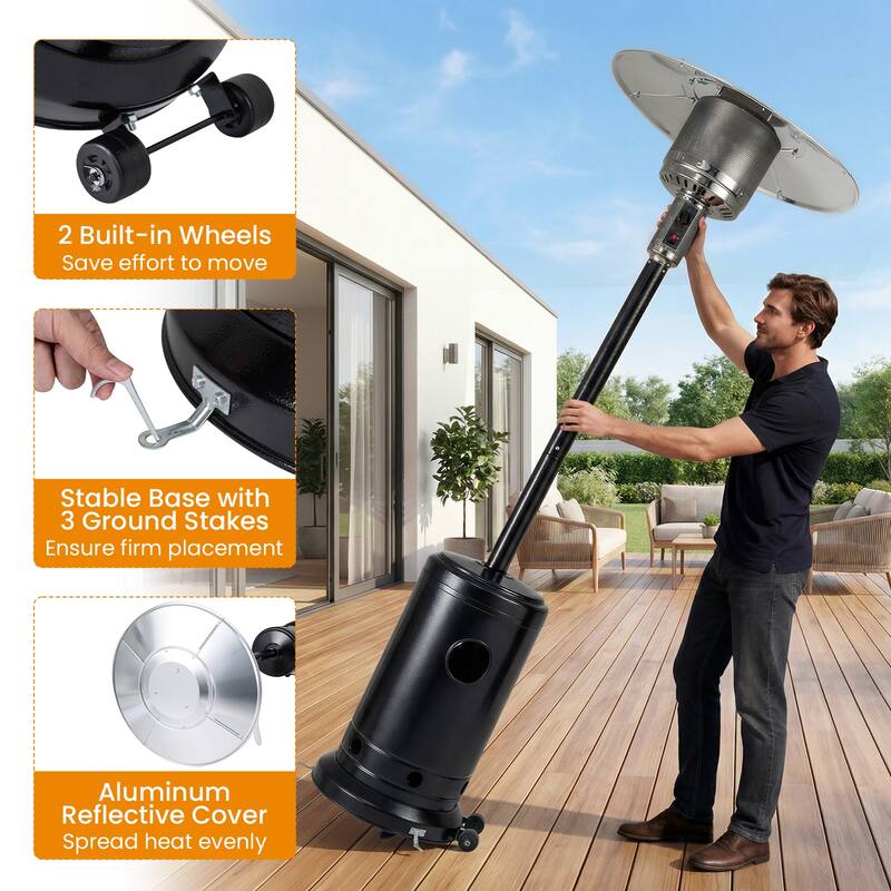 Gymax 50000 BTU Patio Propane Heater w/ Stainless Steel Burner & Safe