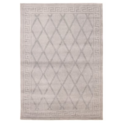 ECARPETGALLERY Hand Loomed Kashkuli Gabbeh Light Grey Wool Rug - 5'7 x 7'7
