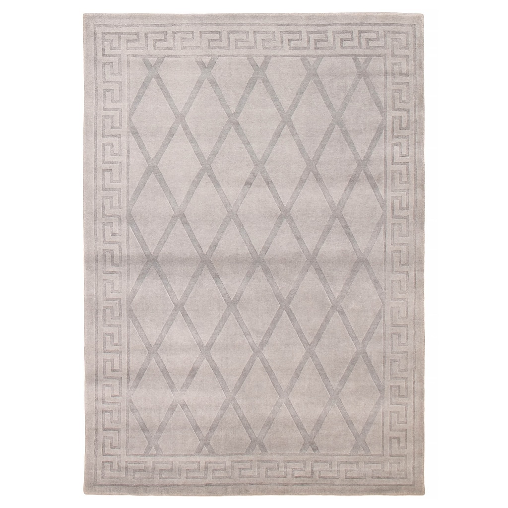 ECARPETGALLERY Hand Loomed Kashkuli Gabbeh Light Grey Wool Rug - 5'7 x 7'7
