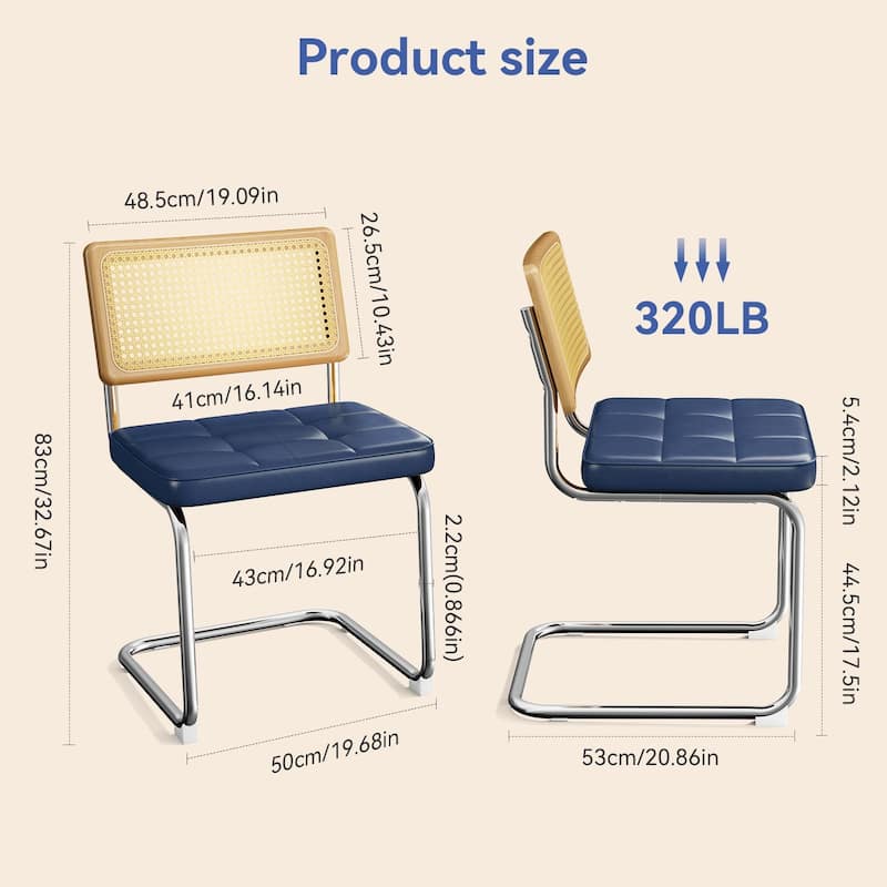 Blue Rattan Dining Chairs Set of 4 Kitchen Chair Leather Chair Side Chair Accent Chair Lounge Chair