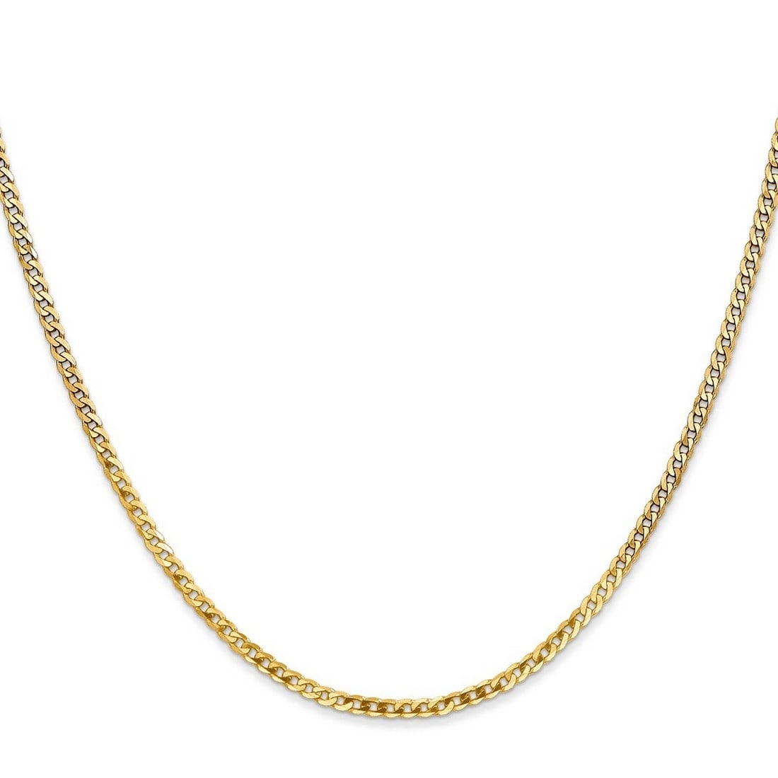 Curata 10k Yellow Gold 2.2mm Flat Beveled Curb Chain Necklace
