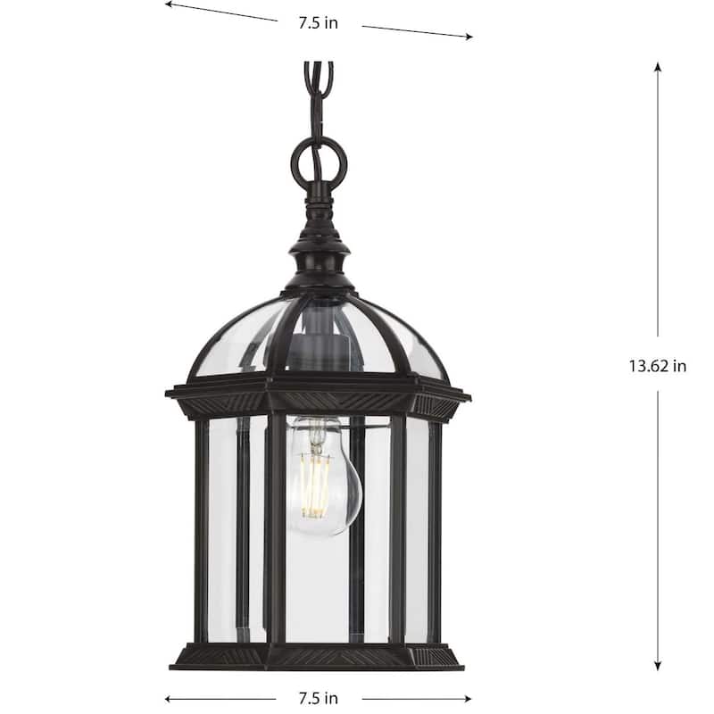 Dillard Collection One-Light Antique Bronze Outdoor Hanging Light - 7.5 in x 7.5 in x 13.62 in