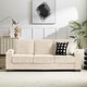 preview thumbnail 1 of 39, 83.86" Corduroy Fabric 3-Seater Sofa with Cup Holders Beige