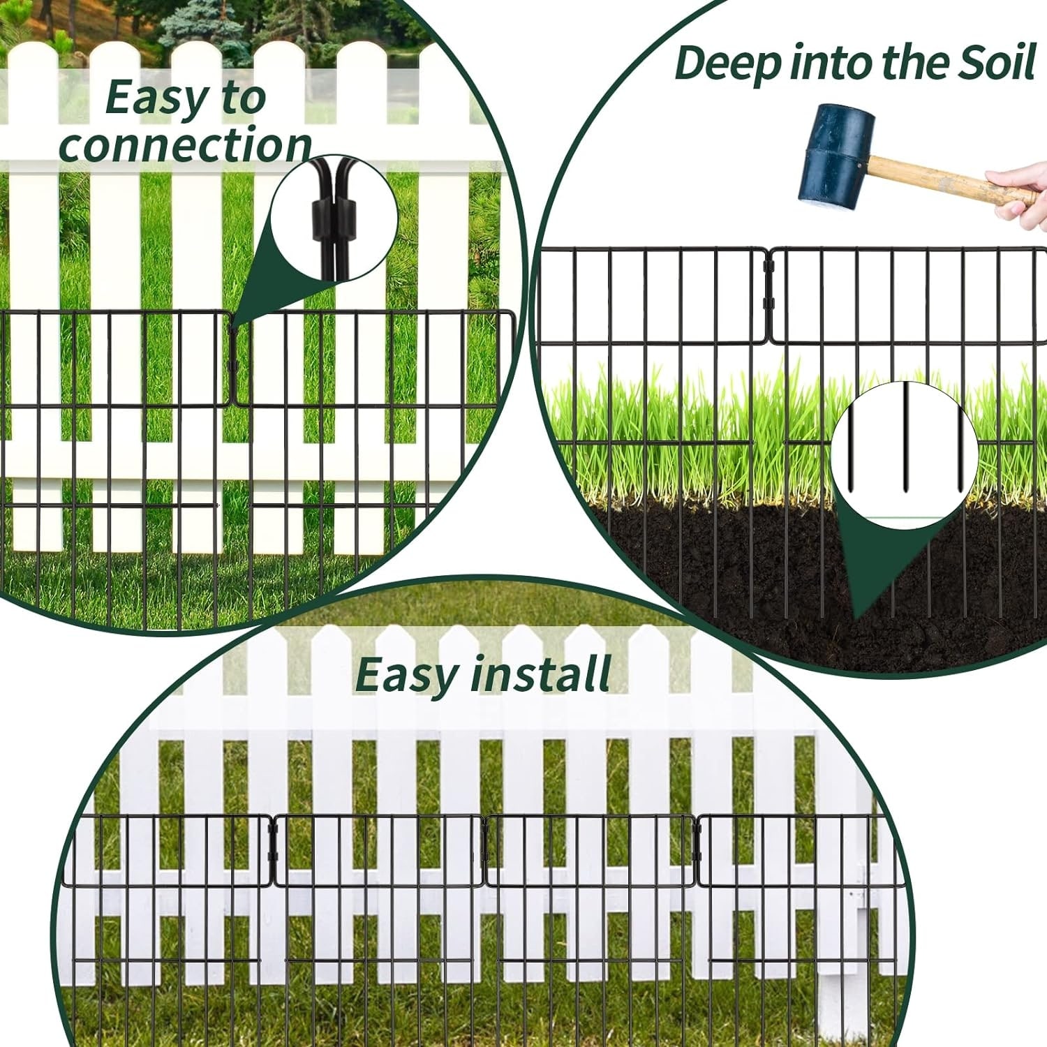 10 Pack Animal Barrier Fence Rustproof Metal Defense Fence Border Dog Rabbits Blocker Fence for Outdoor Yard Green 17 L x 13 W