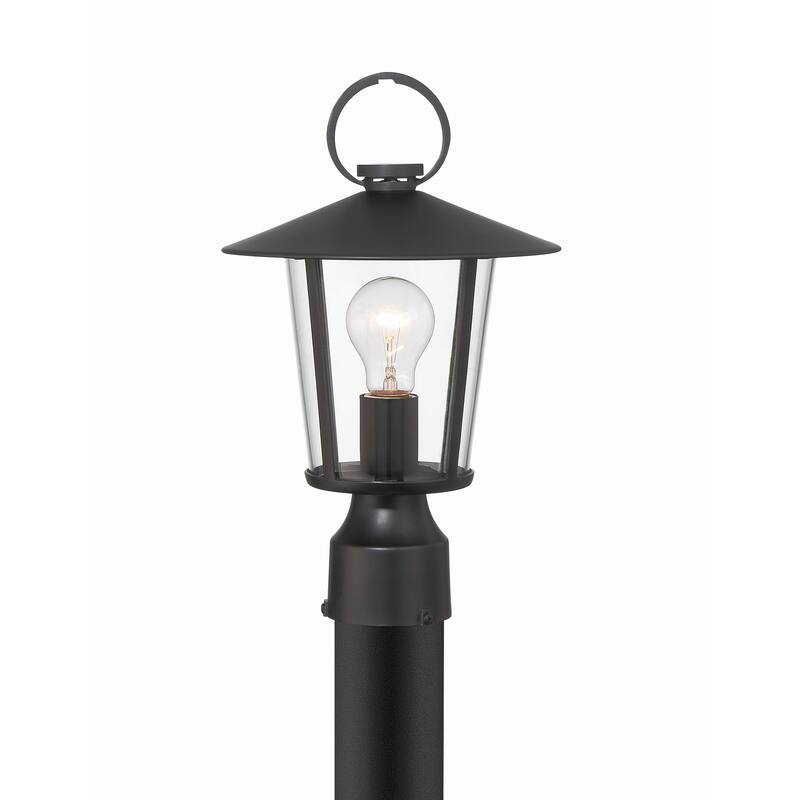 Andover 1 Light Matte Black Outdoor Lantern Post - 9"W x 14.5"H - 9"W x 14.5"H