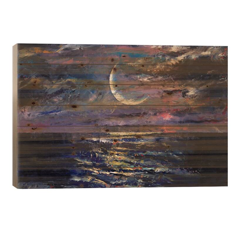 Moon Print On Wood by Michael Creese - Multi-Color - 26x40x1.5