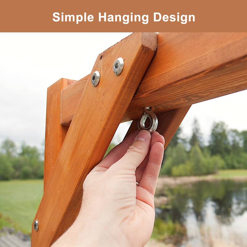 Wooden Outdoor Swing Stand for Porch and Garden, Brown - 83.8" L × 55.1" W × 70.9" H