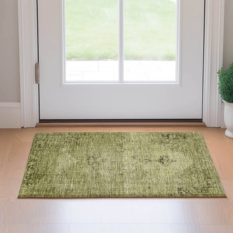 Premium Washable Super Soft Vintage Distressed Mayfield Rug - Khaki - 1' 8" x 2' 6" - Rectangle