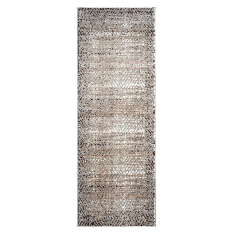Kimberly Collection Brown Abstract Area Rug - 2'8"X7'10"