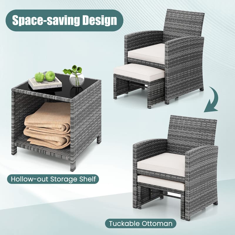 Costway 5 Pieces Patio Furniture Set PE Wicker Outdoor Lounge Chairs - See Details