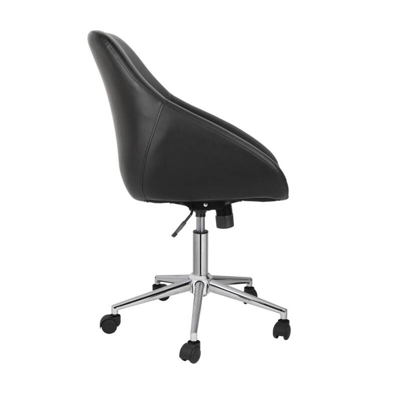 Porthos Home Hayes Swivel Office Chair, Chrome Base, PU Leather
