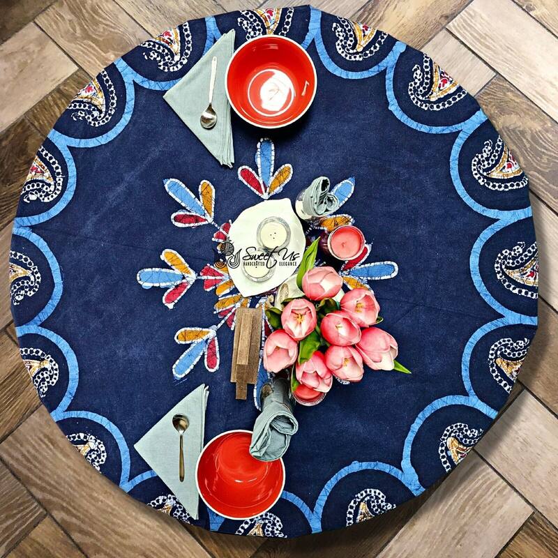 Spectacular Batik Floral Radiant Paisley Cotton Tablecloth Collection