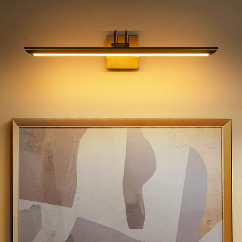 1-Light Modern Black/Gold Linear Metal Adjustable LED Picture Light/Bathroom Vanity Light