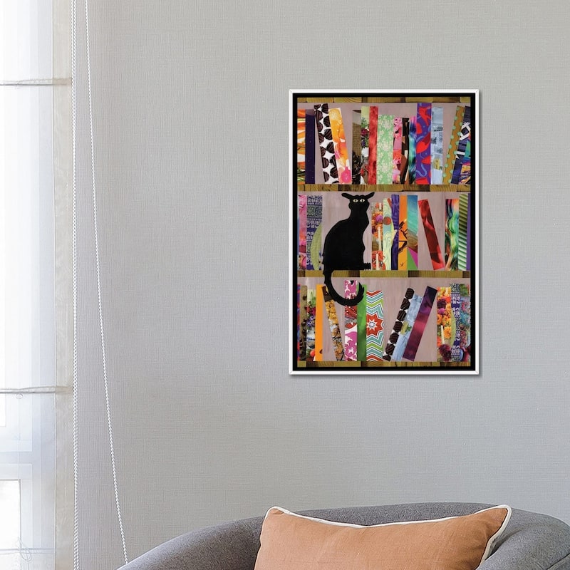 iCanvas "Bookcat" by Artpoptart Framed Canvas Print