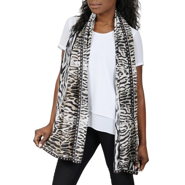 Roberto Cavalli C3802D780 205 Beige Animal Print Scarf - 27-71. Opens flyout.