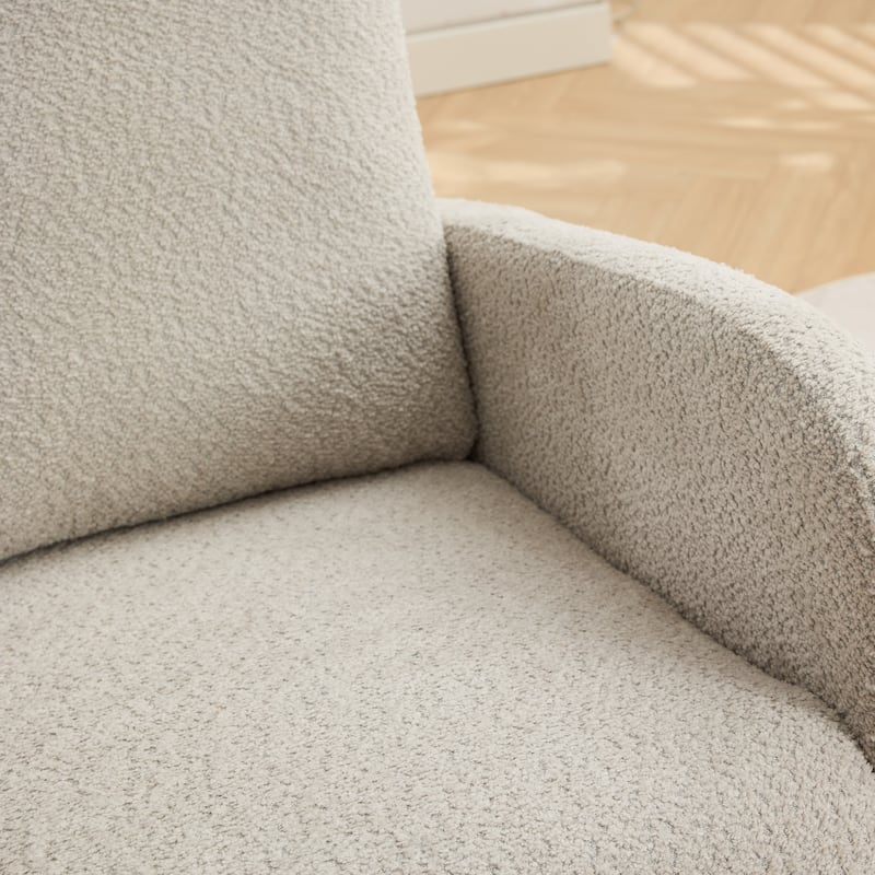 Mid-Century Modern Nursery Rocking Armchair Glider Rocker With Retractable Footrest For Living Room