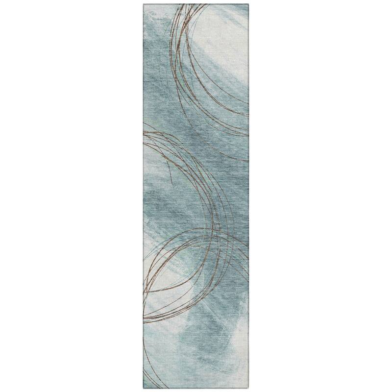 Machine Washable Indoor/ Outdoor Abstract Modern Chantille Rug