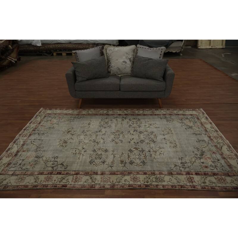 Hand Knotted Oriental 100% Wool Carpet Transitional Floral Green Anatolian Area Rug - 8' 8'' X 5' 6''