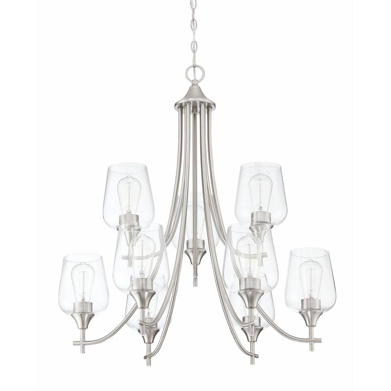 9 Light Shaded Tiered Chandelier