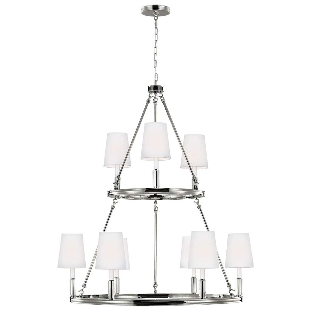 Feiss Lismore 9 Light Polished Nickel Chandelier - Polished Nickel