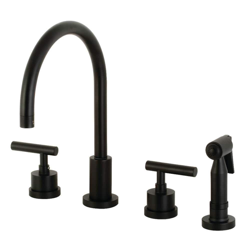 Manhattan Deck Mount Widespread Kitchen Faucet with Brass Sprayer