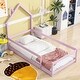 preview thumbnail 3 of 6, Pink Twin Pine Floor Bed with House-shaped Headboard
