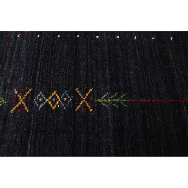 ECARPETGALLERY Hand Loomed Kashkuli Gabbeh Dark Navy Wool Rug - 4'11 x 7'10