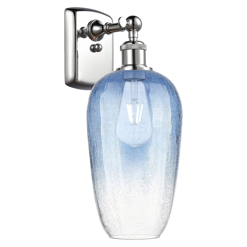 Innovations Lighting 516-1W-16-7 Brookhaven Flute Sconce Brookhaven - Polished Chrome / Sapphire Blue