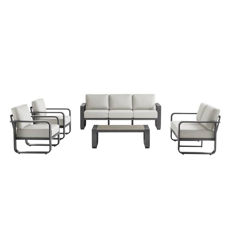 Spruce & Spring Outdoor Patio Furniture Set Aluminum Sofa Accent Chair
