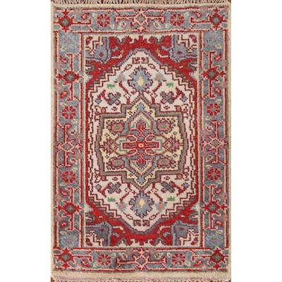 Geometric Heriz Serapi Oriental Rug Hand-Knotted Wool Carpet - 2'0"x 3'0"