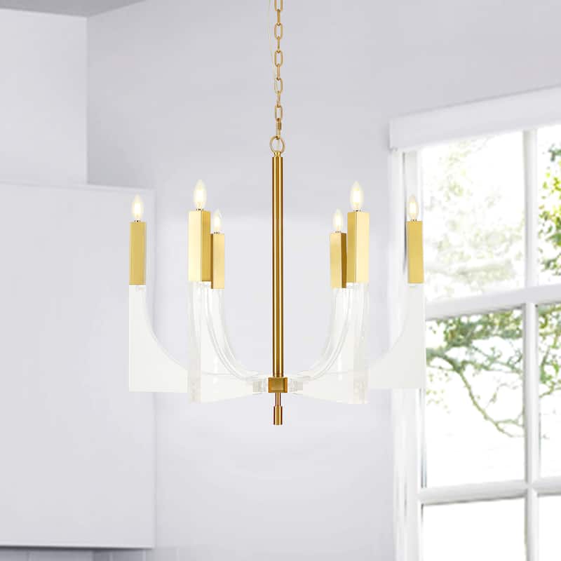 Pasargad Home Omeara Candle Style Chandelier Light, Brass - Lamp H 64.96" D31.50"