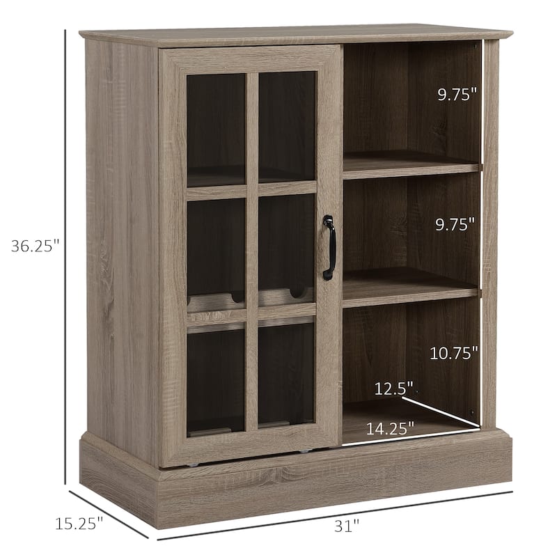HOMCOM Sideboard with Sliding Glass Door, Bar Cabinet, Buffet Cabinet with 6-bottle Wine Rack and Stemware Racks, Brown