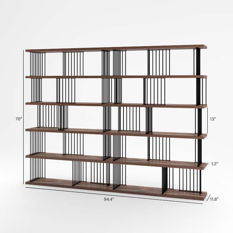 EVE-Modern 70" H x 94.4"V N Iron Etagere Bookcase - 94.4*70*11.8 inches