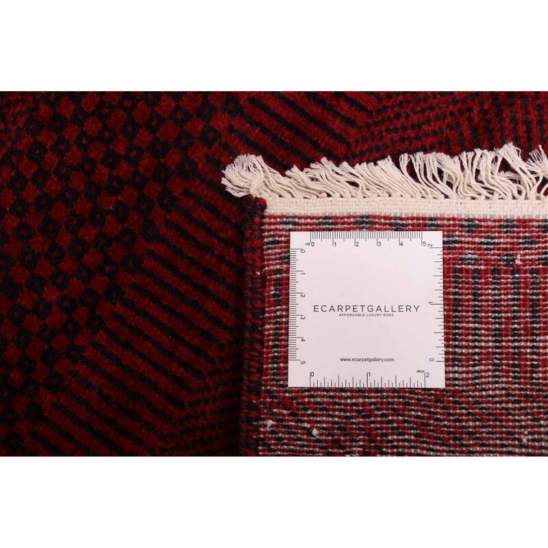 ECARPETGALLERY Hand-knotted Finest Silk Shadow Dark Red Wool Rug - 6'2 x 9'1