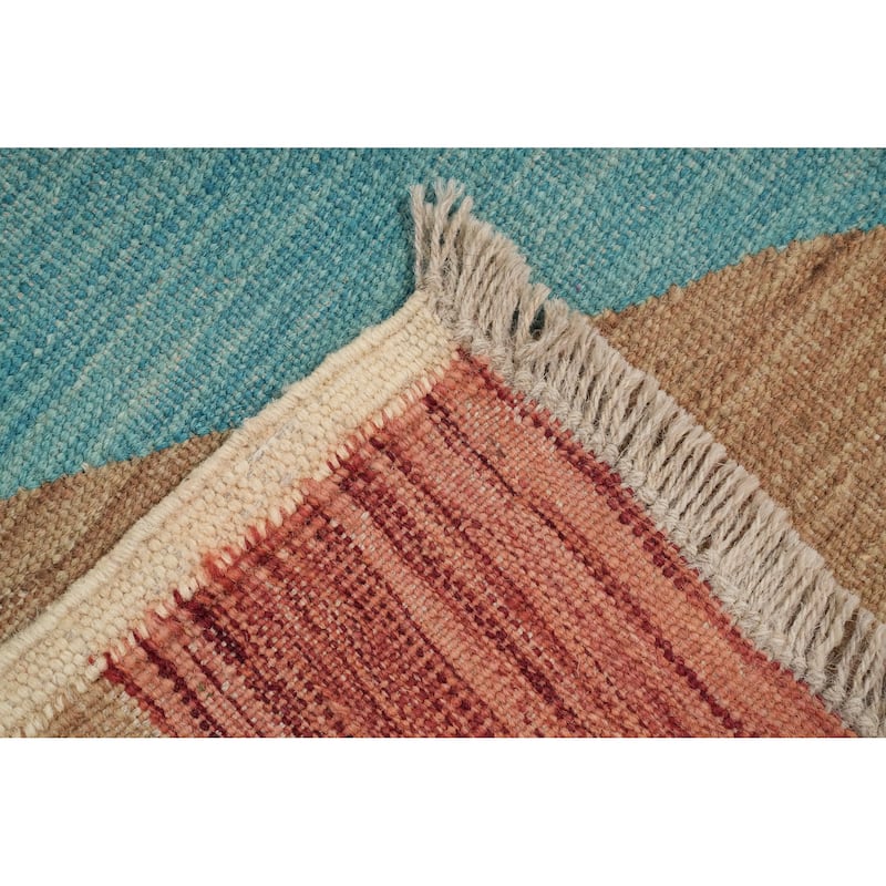 Hand Woven Oriental 100% Wool Carpet Southwestern Modern Multi-Colored Kilim Area Rug - 9' 7'' X 8' 0''