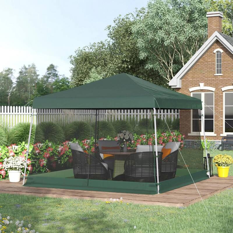Slant Leg Pop Up Canopy Tent with Netting and Carry Bag, Sun Shelter
