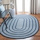 preview thumbnail 6 of 57, SAFAVIEH Handmade Braided Levina Country Rug 2'6" x 4' Oval - Ivory/Navy - Oval