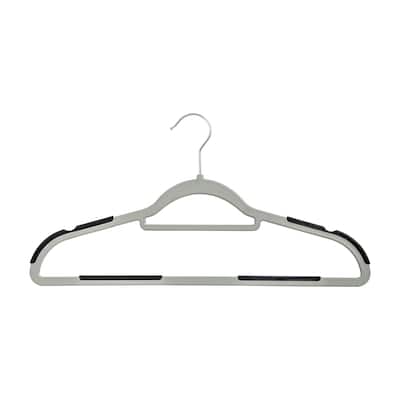 50-Pack Rubber Grip No-Slip Plastic Hangers, Grey/Black