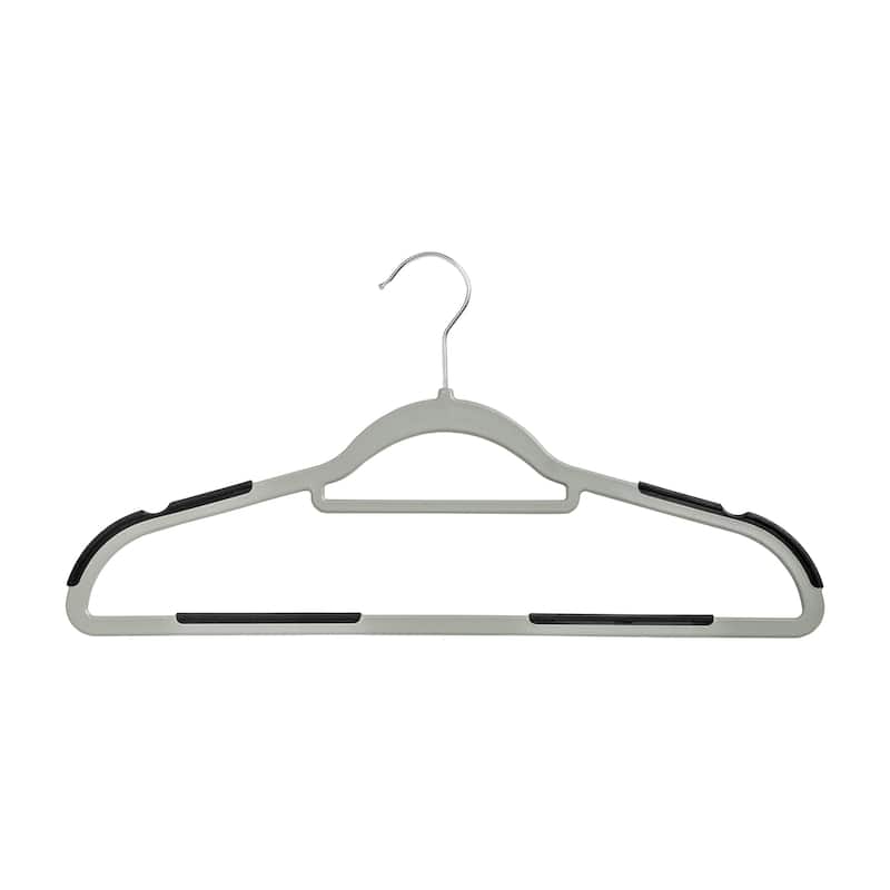 Grey/Black Rubber Grip No-Slip Plastic Hangers (15-Pack)