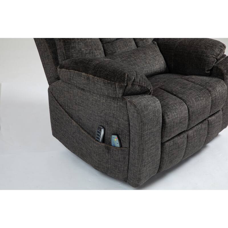 Power Lift Recliner Chair with Heat & Massage, Heavy Duty Recliner Chair with 2 Cup Holders & 2 Remote Controls