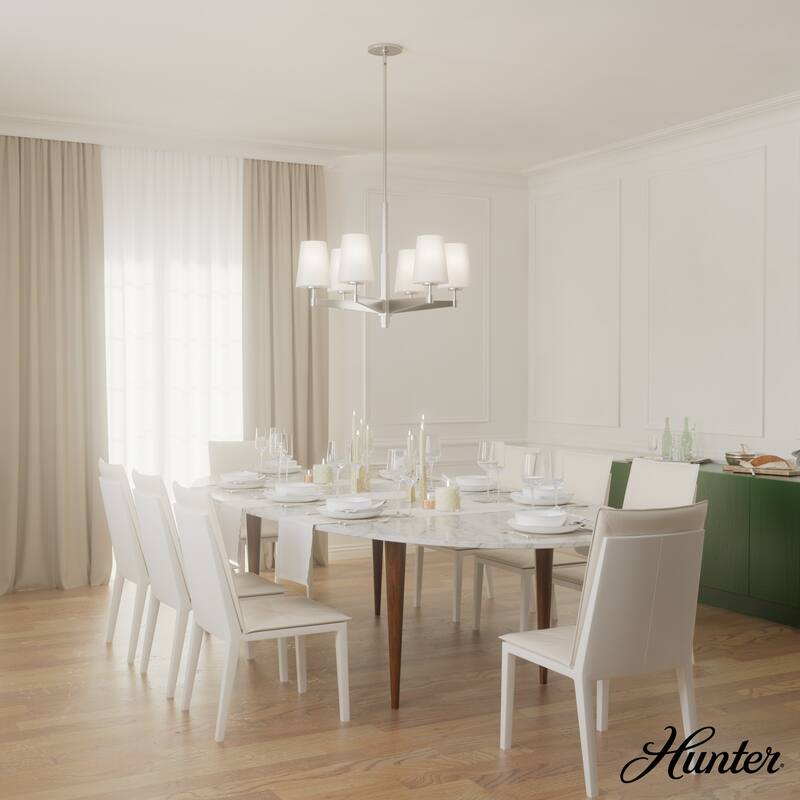 Hunter Nolita Chandelier - Entry, Dining Room, Living Room, Bedroom - Modern, Transitional - Glass Shades