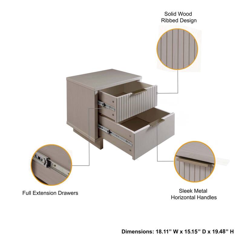 Manhattan Comfort 3-Piece Granville Modern Solid Wood Dresser Chest and Nighstand Set.