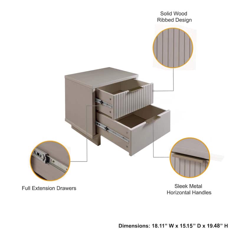 Manhattan Comfort 3-Piece Granville Modern Solid Wood Narrow Chest Dresser Nightstand Set.