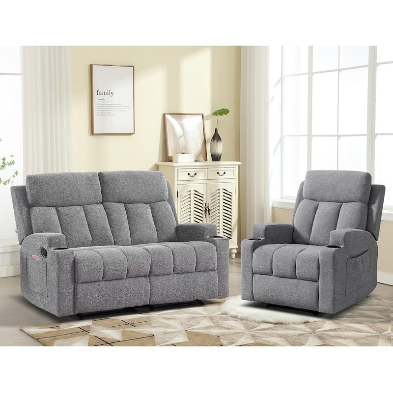 Recliner Sofa for Living Room, Extra Wide Modern Overstuffed 1/2/3 Seat Reclining Manual Sofa Chair